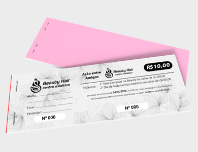 Bloco de Rifa para Ação Entre Amigos com Canhoto Numerado Sulfite 75g 19,5x6,5 cm 10x1 via - 1x0 - 10 unid