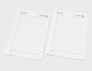 Miolo de Agenda A6 Sulfite 75g PB - Modelo Diária 2025 - 1x1 - 100 unid